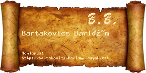Bartakovics Barlám névjegykártya